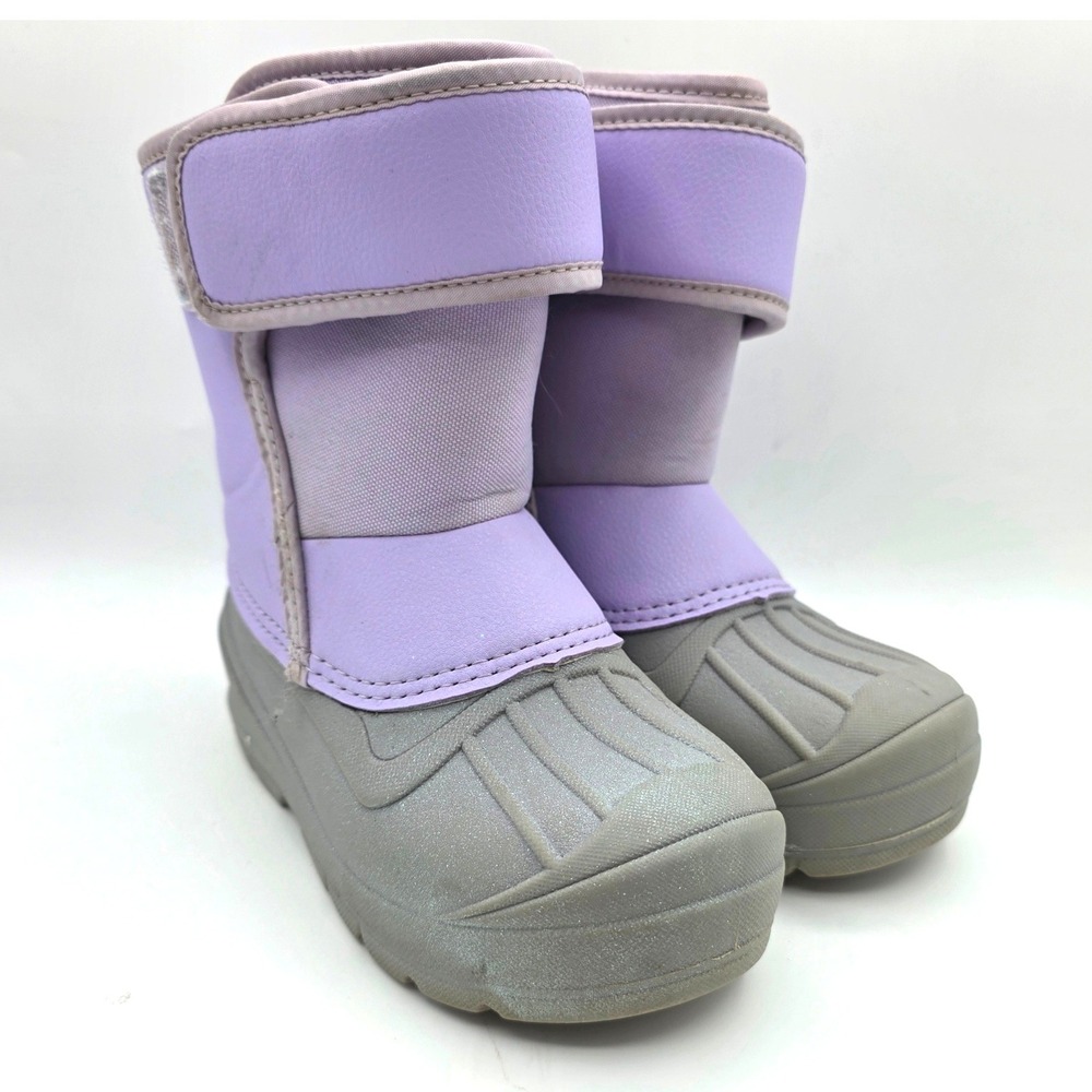 Cat & Jack Kids Purple Grey Insulated Winter Snow Duck Boots Size 13 Thermolite